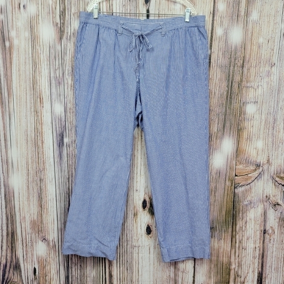 Talbots Linen Stripe The Easy Drawstring Pant - Picture 2 of 12